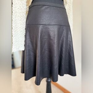 Karen Kane Faux Leather Skirt Black Fit Flare Pull On Stretch Size S